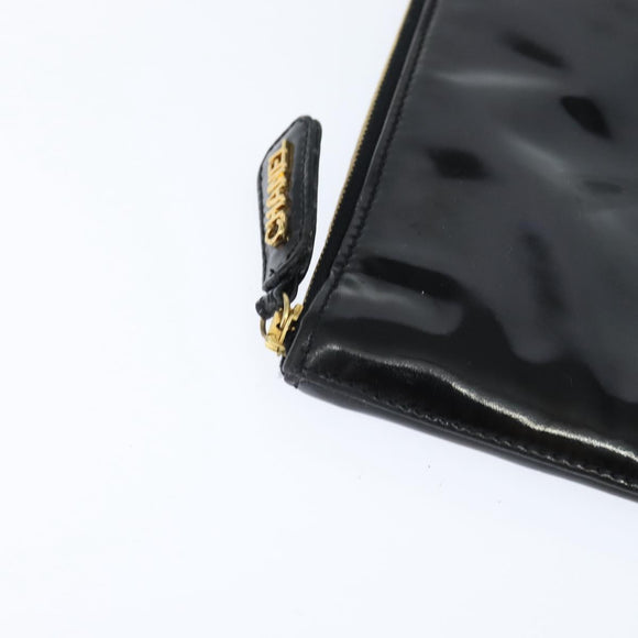 CHANEL Briefcase Patent leather Black Gold CC Auth bs30475