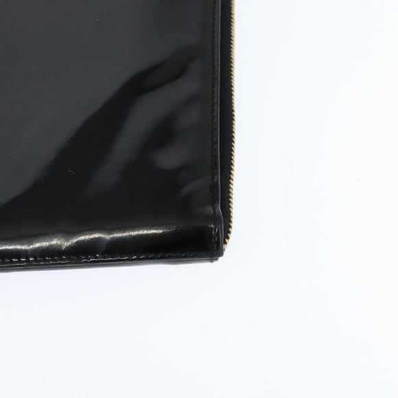 CHANEL Briefcase Patent leather Black Gold CC Auth bs30475