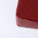 CHANEL V Stitch Shoulder Bag Lamb Skin Red Gold CC Auth bs30476-16