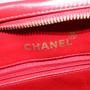 CHANEL V Stitch Shoulder Bag Lamb Skin Red Gold CC Auth bs30476-19