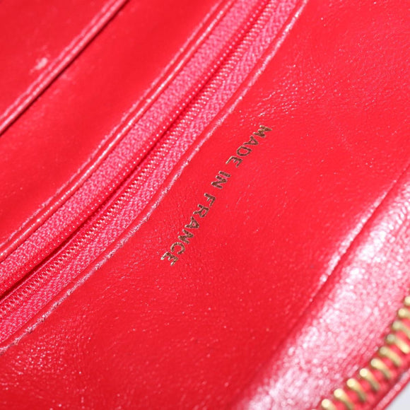 CHANEL V Stitch Shoulder Bag Lamb Skin Red Gold CC Auth bs30476