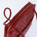 CHANEL V Stitch Shoulder Bag Lamb Skin Red Gold CC Auth bs30476-6
