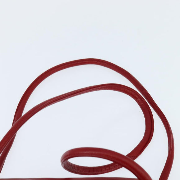 CHANEL V Stitch Shoulder Bag Lamb Skin Red Gold CC Auth bs30476