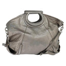 Salvatore Ferragamo Gancini Hand Bag Leather 2way Silver Auth bs30477-1