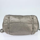 Salvatore Ferragamo Gancini Hand Bag Leather 2way Silver Auth bs30477-5