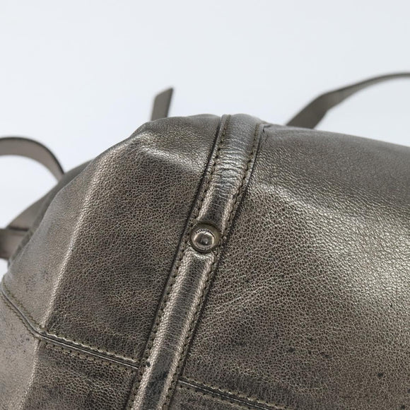 Salvatore Ferragamo Gancini Hand Bag Leather 2way Silver Auth bs30477