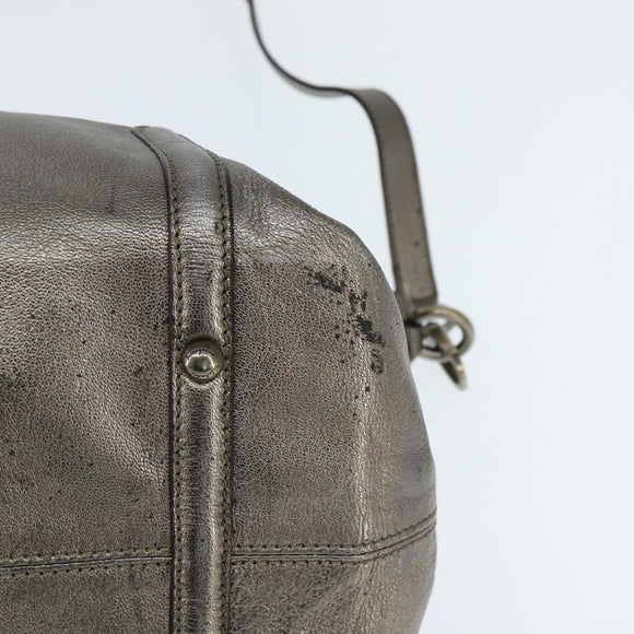 Salvatore Ferragamo Gancini Hand Bag Leather 2way Silver Auth bs30477