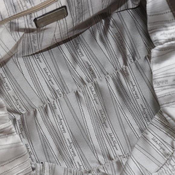 Salvatore Ferragamo Gancini Hand Bag Leather 2way Silver Auth bs30477