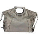 Salvatore Ferragamo Gancini Hand Bag Leather 2way Silver Auth bs30477-2