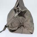 Salvatore Ferragamo Gancini Hand Bag Leather 2way Silver Auth bs30477-3