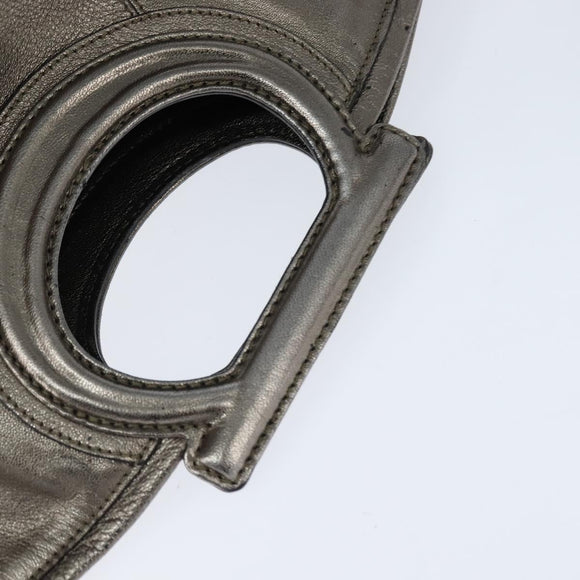 Salvatore Ferragamo Gancini Hand Bag Leather 2way Silver Auth bs30477