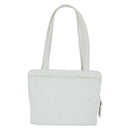 CHANEL Matelasse Tote Bag Caviar Skin White CC Auth bs30478-2