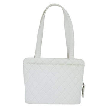 CHANEL Matelasse Tote Bag Caviar Skin White CC Auth bs30478 - 0