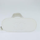 CHANEL Matelasse Tote Bag Caviar Skin White CC Auth bs30478-5