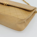 CHANEL Matelasse Chain Shoulder Bag Lamb Skin Beige Gold CC Auth bs30479-9