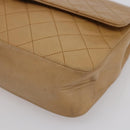 CHANEL Matelasse Chain Shoulder Bag Lamb Skin Beige Gold CC Auth bs30479-9