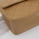 CHANEL Matelasse Chain Shoulder Bag Lamb Skin Beige Gold CC Auth bs30479-14