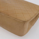 CHANEL Matelasse Chain Shoulder Bag Lamb Skin Beige Gold CC Auth bs30479-15