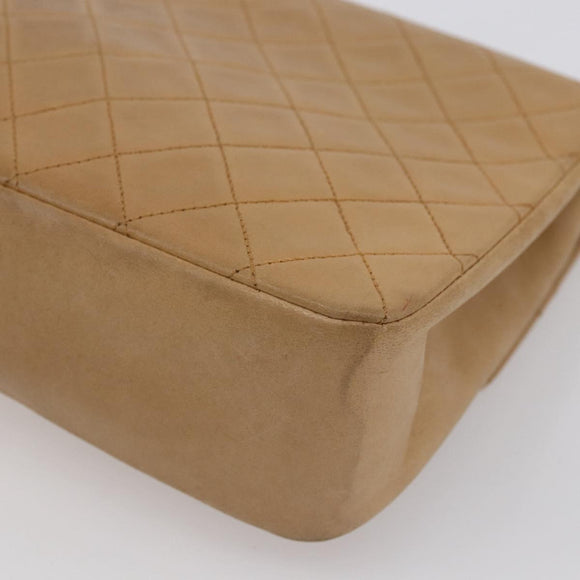 CHANEL Matelasse Chain Shoulder Bag Lamb Skin Beige Gold CC Auth bs30479