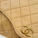 CHANEL Matelasse Chain Shoulder Bag Lamb Skin Beige Gold CC Auth bs30479-17