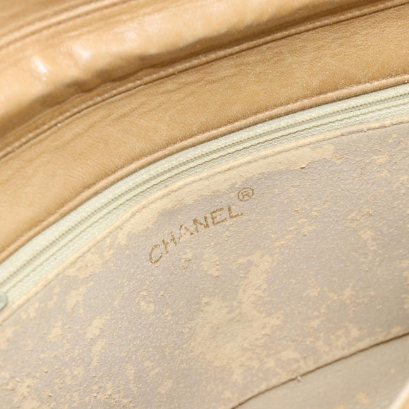 CHANEL Matelasse Chain Shoulder Bag Lamb Skin Beige Gold CC Auth bs30479