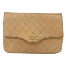 CHANEL Matelasse Chain Shoulder Bag Lamb Skin Beige Gold CC Auth bs30479-13