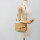 CHANEL Matelasse Chain Shoulder Bag Lamb Skin Beige Gold CC Auth bs30479-22