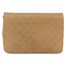 CHANEL Matelasse Chain Shoulder Bag Lamb Skin Beige Gold CC Auth bs30479-2