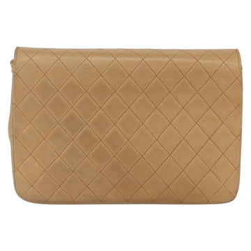 CHANEL Matelasse Chain Shoulder Bag Lamb Skin Beige Gold CC Auth bs30479 - 0