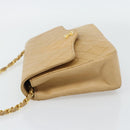 CHANEL Matelasse Chain Shoulder Bag Lamb Skin Beige Gold CC Auth bs30479-3