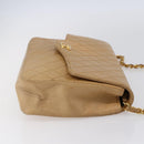 CHANEL Matelasse Chain Shoulder Bag Lamb Skin Beige Gold CC Auth bs30479-4