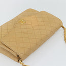 CHANEL Matelasse Chain Shoulder Bag Lamb Skin Beige Gold CC Auth bs30479-6