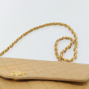 CHANEL Matelasse Chain Shoulder Bag Lamb Skin Beige Gold CC Auth bs30479-8