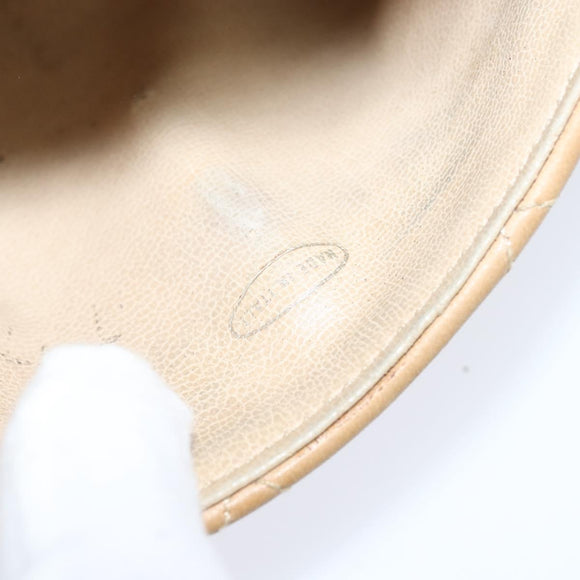 CHANEL Matelasse Waist Pouch Lamb Skin Beige Gold CC Auth bs30480