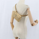 CHANEL Matelasse Waist Pouch Lamb Skin Beige Gold CC Auth bs30480-22