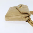 CHANEL Matelasse Waist Pouch Lamb Skin Beige Gold CC Auth bs30480-4