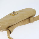 CHANEL Matelasse Waist Pouch Lamb Skin Beige Gold CC Auth bs30480-6