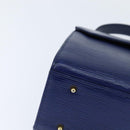 VALENTINO Medal Hand Bag Leather Blue Gold Auth bs30482-9