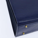 VALENTINO Medal Hand Bag Leather Blue Gold Auth bs30482-15