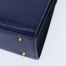 VALENTINO Medal Hand Bag Leather Blue Gold Auth bs30482-16