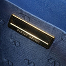VALENTINO Medal Hand Bag Leather Blue Gold Auth bs30482-12