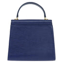 VALENTINO Medal Hand Bag Leather Blue Gold Auth bs30482-2