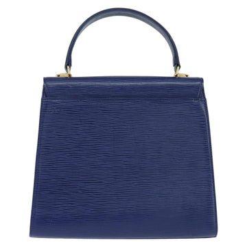 VALENTINO Medal Hand Bag Leather Blue Gold Auth bs30482 - 0
