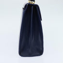 VALENTINO Medal Hand Bag Leather Blue Gold Auth bs30482-3