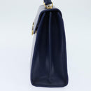 VALENTINO Medal Hand Bag Leather Blue Gold Auth bs30482-4