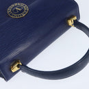 VALENTINO Medal Hand Bag Leather Blue Gold Auth bs30482-6