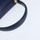 VALENTINO Medal Hand Bag Leather Blue Gold Auth bs30482-7