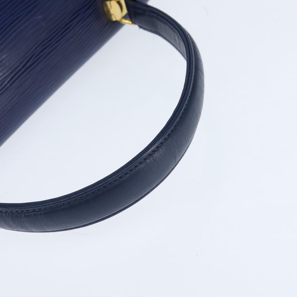 VALENTINO Medal Hand Bag Leather Blue Gold Auth bs30482