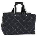 CHANEL Travel Line Boston Bag Nylon Black Silver CC Auth bs30483-1