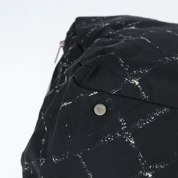 CHANEL Travel Line Boston Bag Nylon Black Silver CC Auth bs30483